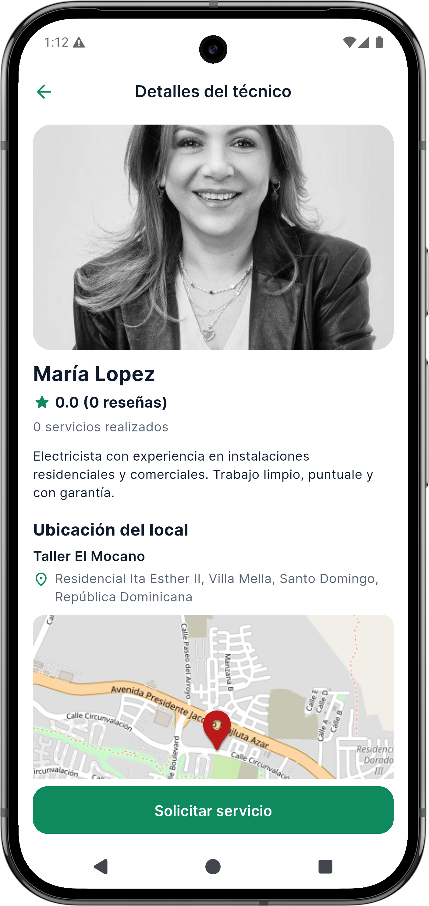 Perfil público del técnico